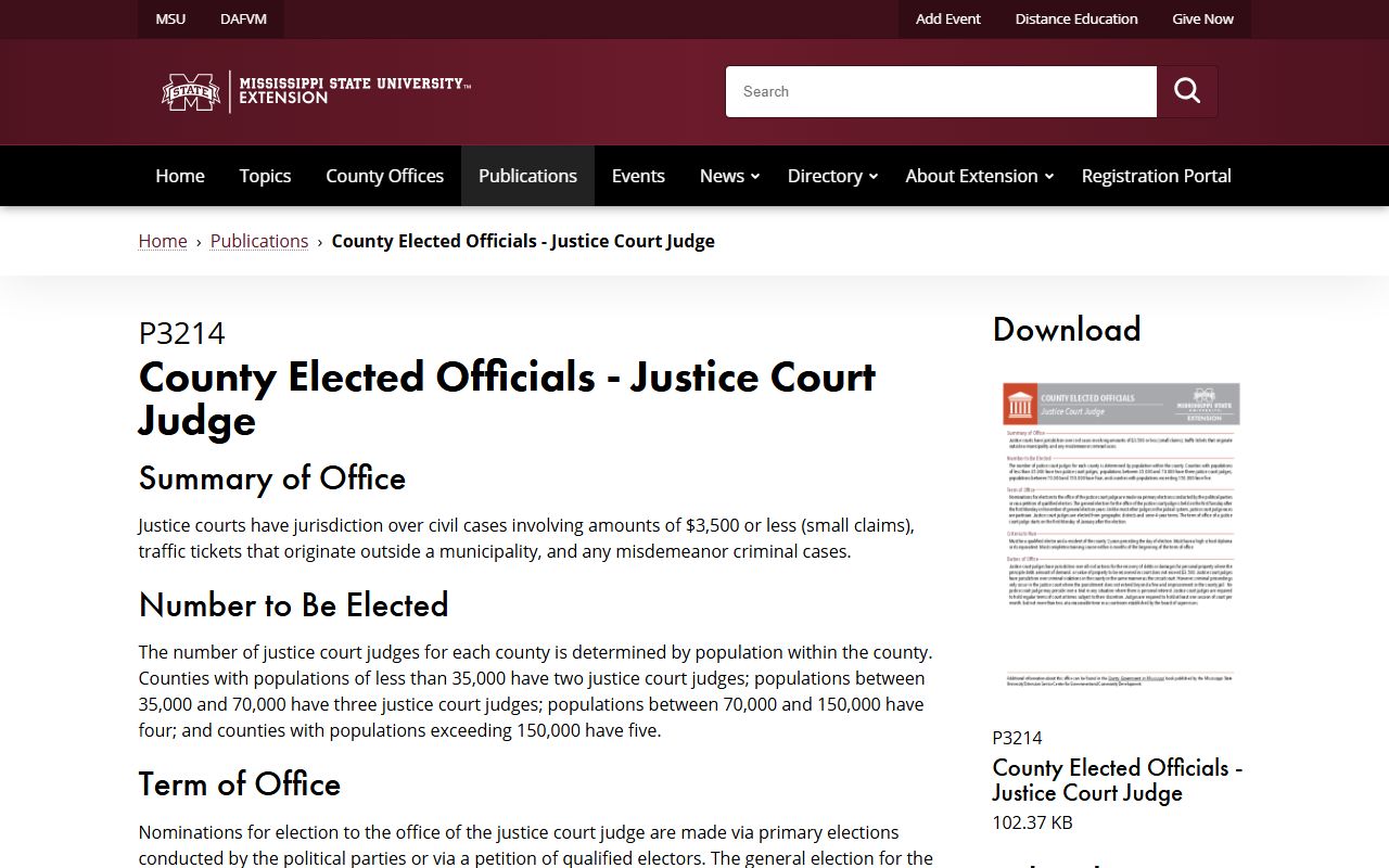 Covington County arrest records and Justice Court charge jurisdiction in Mississippi
