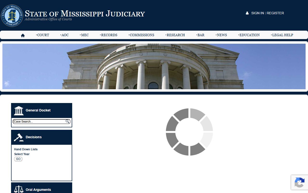 Covington County court records access through the Mississippi Judiciary homepage