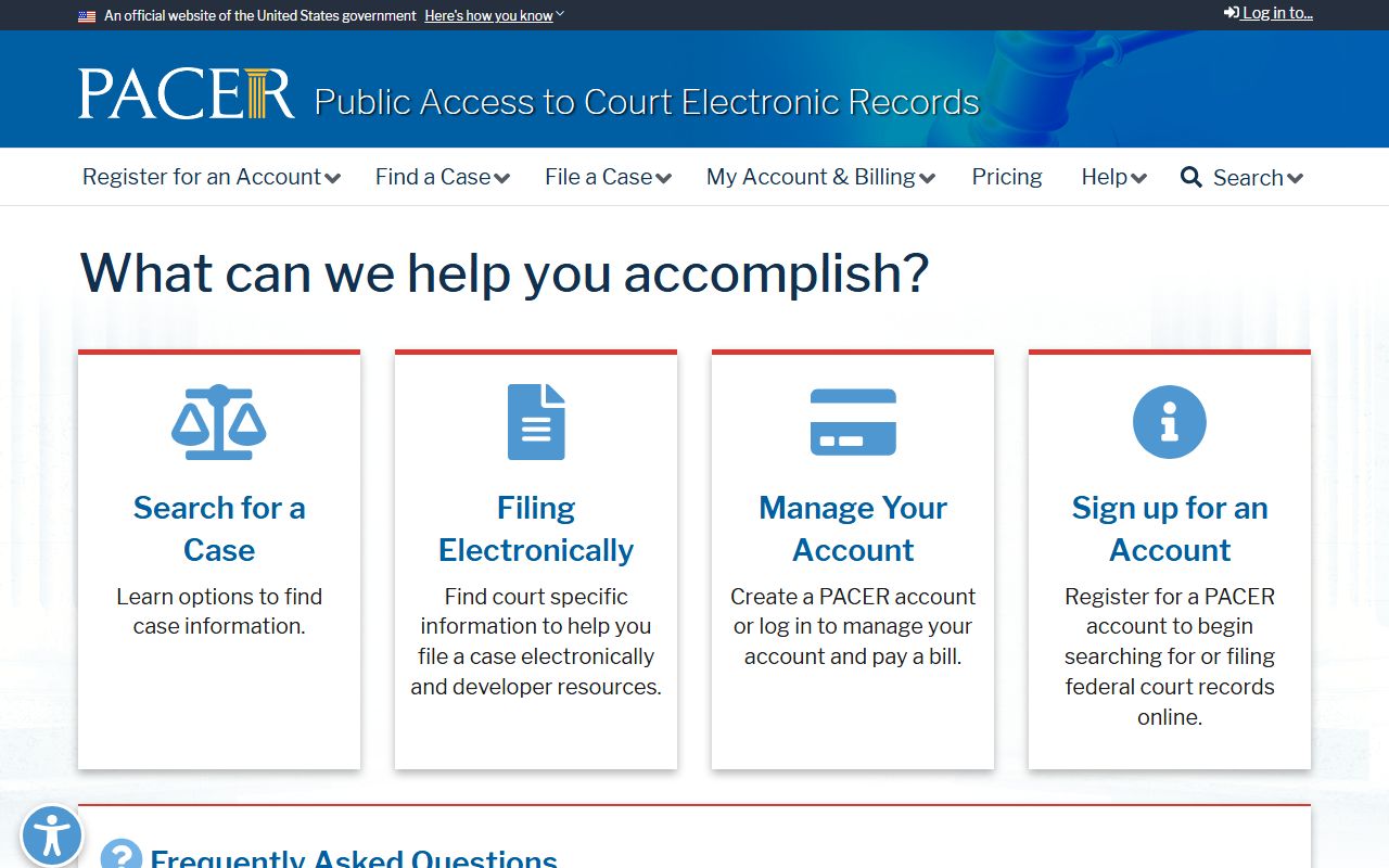 Covington County court records search through the PACER public access portal