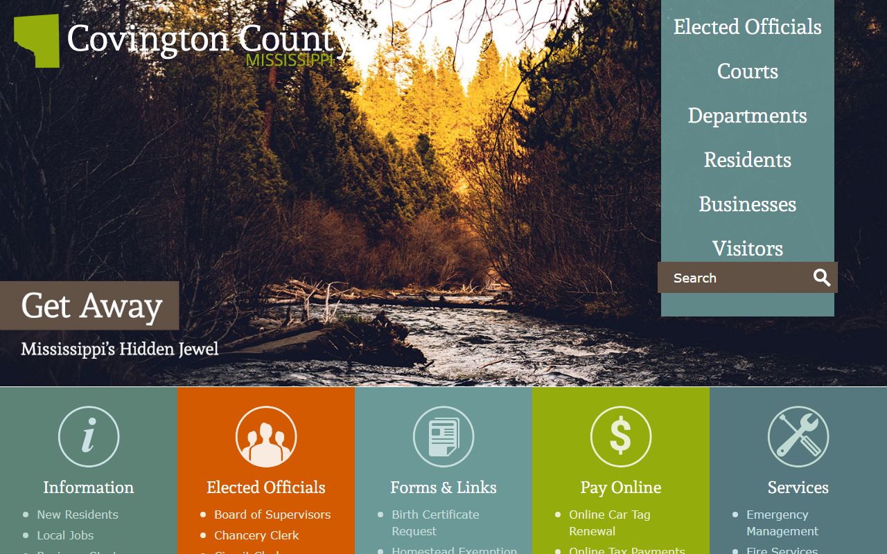 Covington County official homepage used to start a Covington County court records search