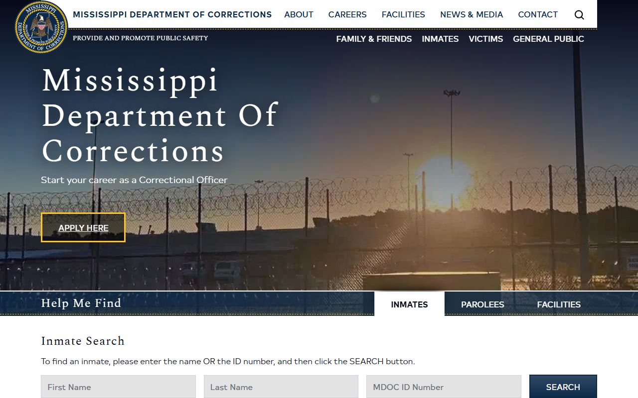 Covington County inmate records and the Mississippi Department of Corrections homepage