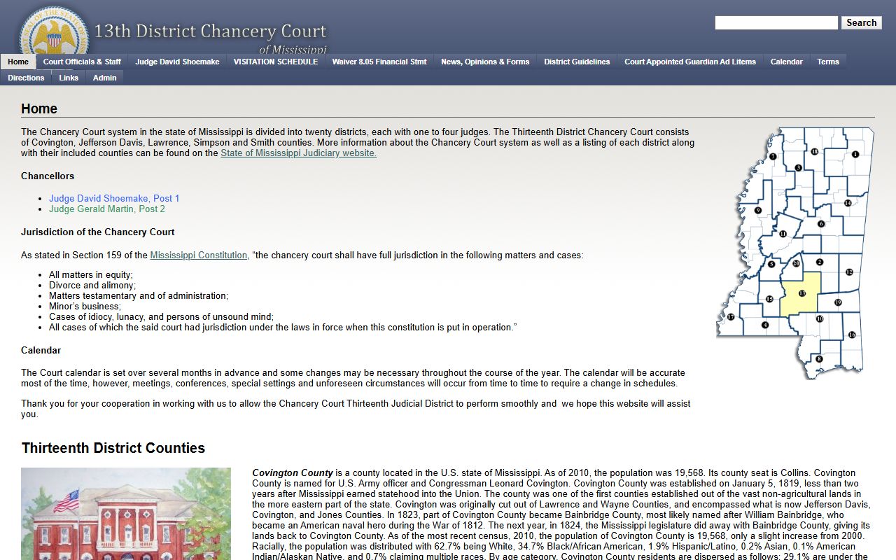 Covington County probate records through the Thirteenth Chancery Court District